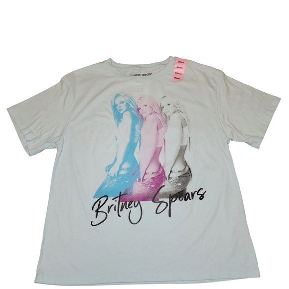 britney spears Tops - Britney Spears Light Blue Oversized Graphic T-Shirt Size S NWT